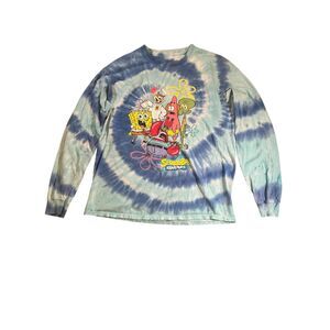 SpongeBob SquarePants Tie Dye Long Sleeve Shirt XL Nickelodeon Graphic Cartoon